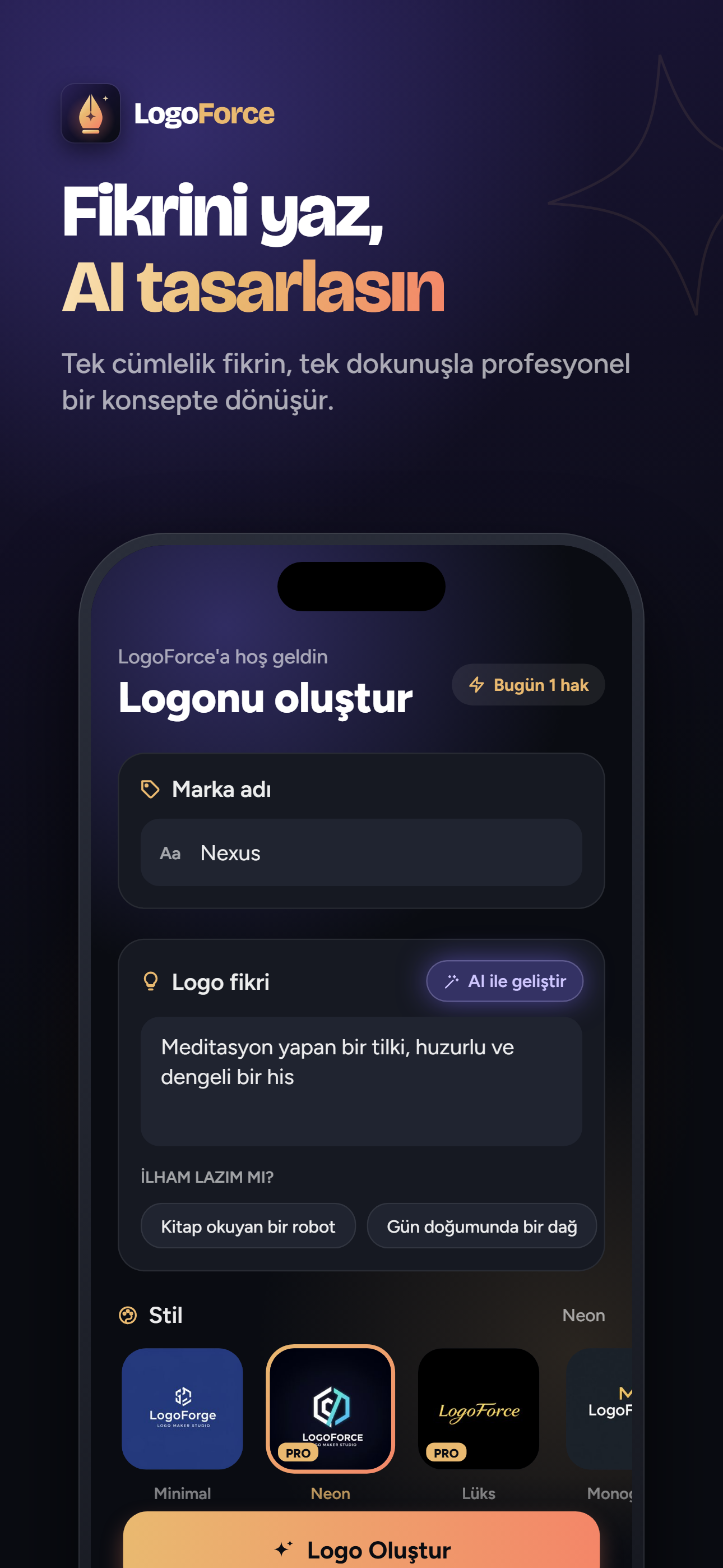 Fikrini yaz, AI tasarlasın